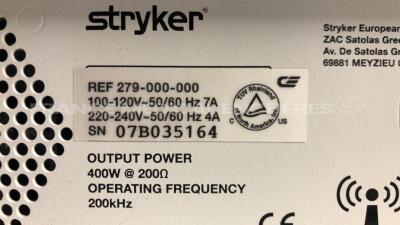 Stryker Electrosurgical unit Serfas Energy RF Generator - YOM 2003 w/ Stryker Footswitch Serfas Energy (Powers up) - 7