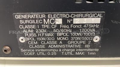 Lamidey Electrosurgical Unit Surgilec MC3 - YOM 2007 (Powers up) - 5