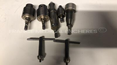 Lot of Hall Orthopedic Air Motor Hall Drill / Reamer 5067.01 Series 4 - YOM 2004 w/ 2 Hall Jacobs Chuck Reamers 5044-11 and Hall / Zimmer Shank Adaptor 1384-34 and Hall Pin Drive Attachment 5052-20 and Hall Drill Adaptor 5044-06 and Hall Orthopedic Air Mo - 6