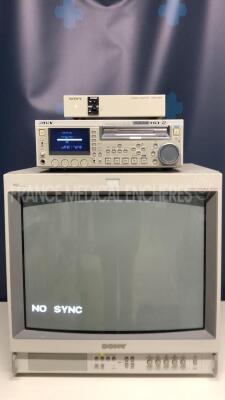 Lot of Sony Trinitron Color Video Monitor PVM-20M7MDE and Sony Professional Disc Recorder PDW-70MD and Sony Camera Adaptor CMA-D2MDCE - no power cables (All power up)